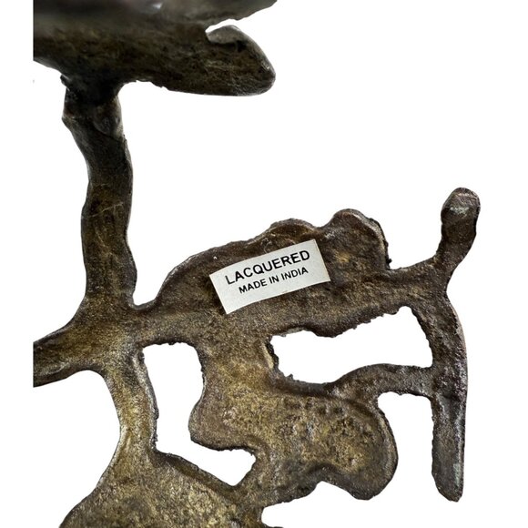 Bronze Monkeys In Tree With Crackle Glass Candle Holder Exotic Wildlife Decor - Picture 7 of 11